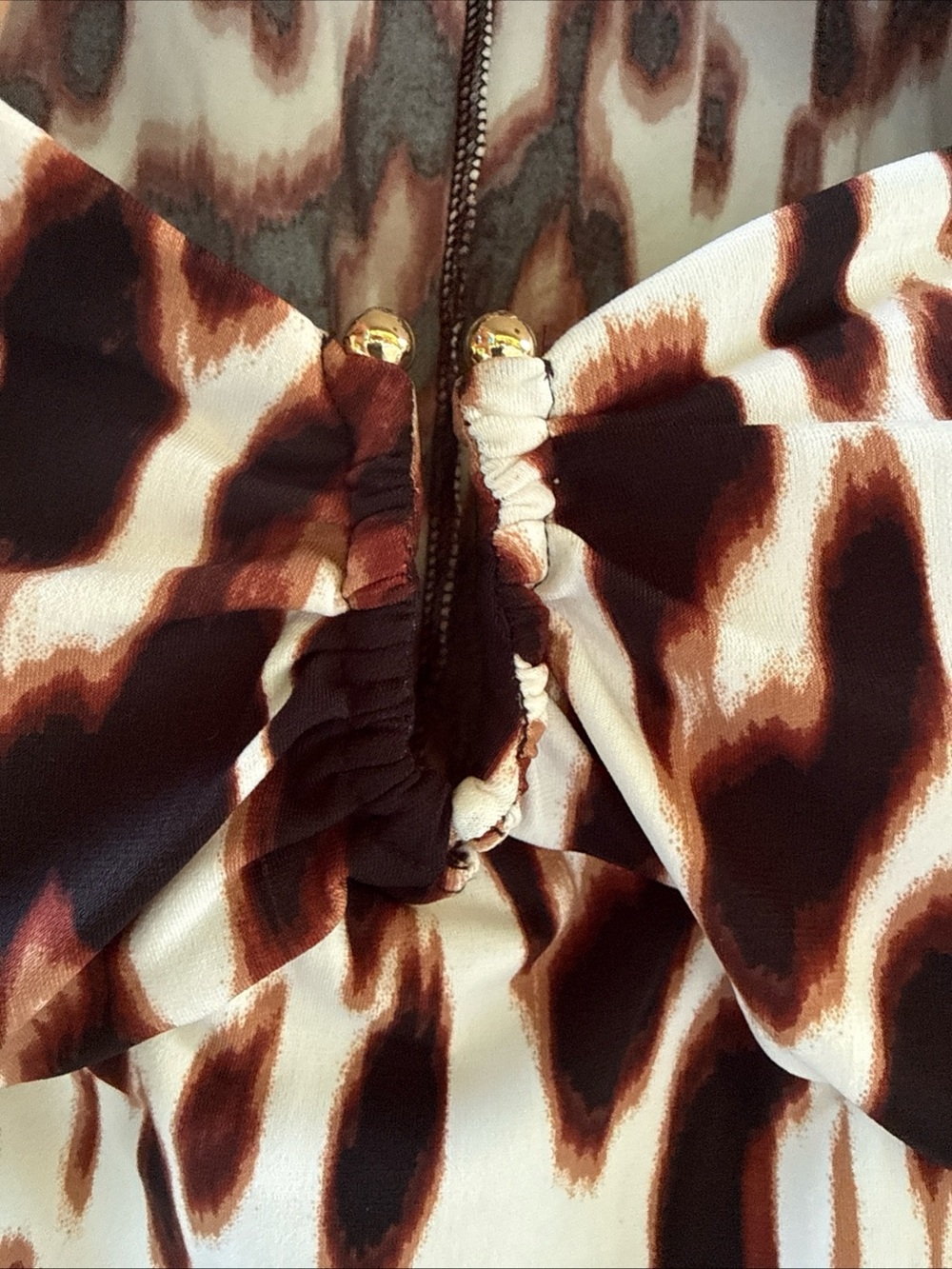 BOLD elements Brown & White Animal-Print Long Sleeve Top with Cutout - Picture 8 of 10